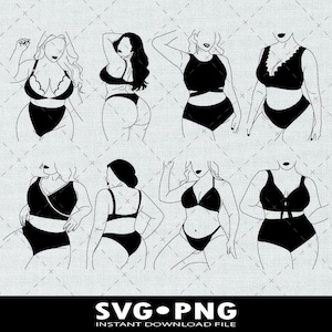 Curvy Woman Body Svg Woman Body Png Woman Line Art Svg Bikini Body Positive Women Empowerment