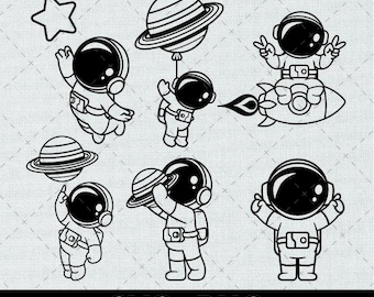 Cute Astronaut Svg,  Astronaut Svg, Kid Astronaut Space Rocket Svg, Balloon Spaceman Clipart Png, Transparent Astronaut Png File