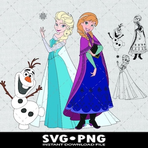 Frozen Svg Cartoon Svg, Clipart, PNG, Frozen Clipart, Instant Download