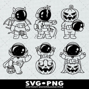 Astronauta lindo SVG, Astronauta de Halloween SVG, Halloween SVG, Diseño de disfraz espacial lindo, Archivo digital de disfraz espacial, Archivo PNG de descarga instantánea