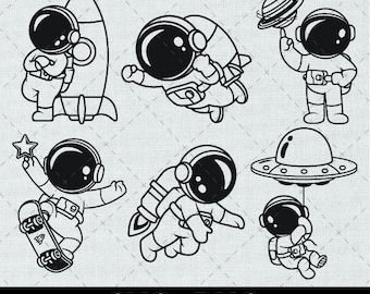 Cute Astronauts Svg, Kids Astronaut Svg, Astronaut Svg, Spaceman Clipart, Space Rocket Svg, Astronaut Png File