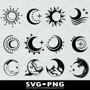 Sun And Moon Svg Moon And Sun Svg Sun Moon Svg Sun Moon Stars Svg Celestial Svg Sun And Moon Png Instant Download Files
