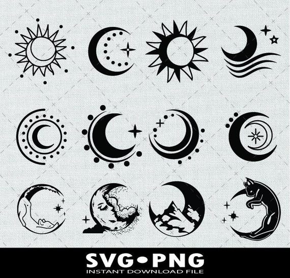 Sun and Moon Svg Moon and Sun Svg Sun Moon Svg Sun Moon Stars Svg