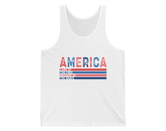 Patriotic Tank Top: America Land of the Free, 4th of July Shirt