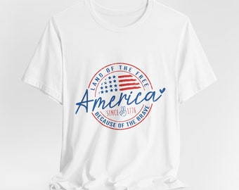 Land of the Free Because of the Brave T-Shirt, USA shirt, Summer BBQ t-shirt, America Tee, Fourth of July Shirt T-Shirt, 1776 Tee