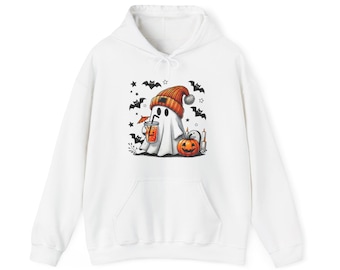 Halloween Ghost Hoodie: Unisex Cotton-Blend Sweatshirt