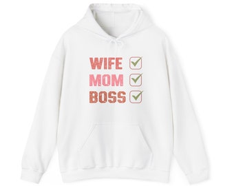Wife Mom Boss Hoodie - Cozy Mother's Day Gift | Unisex Heavy Blend Sweatshirt