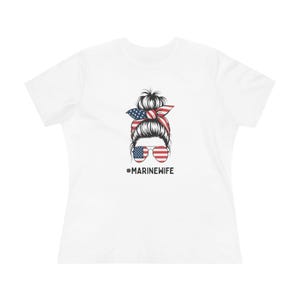 Marine Wife Women&#39;s Cotton Tee, Patriotic Gift, Military Spouse, Casual T-Shirt, Cute Graphic Tee, Deployment Sucks Military Family