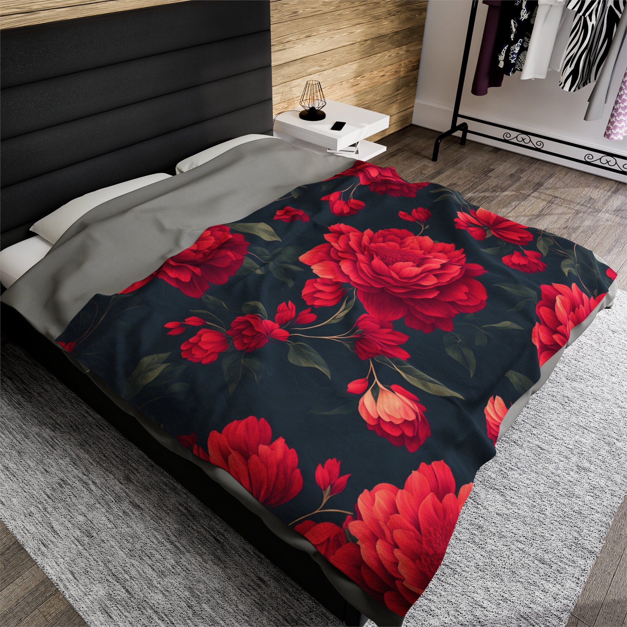 Buy Red Rose Floral Printed King Size Bed Sheets With Set of 2 Pillow –