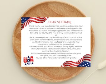 Veterans Day Thank You Card, Army Military Navy Marines Thank You Card, Printable Veterans Day Thank You Card, Veteran Service Member Card
