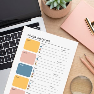 Goal planner | Goal tracker | Printable planner | Digital planner |  goal setting checklist template | checklist | Goal checklist | planners