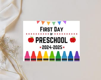 First Day of School Printable Sign, Back to School Sign, First Day of Preschool Sign, School Photo Prop Kids Teacher, First Day of School