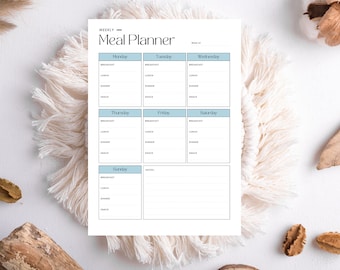 Meal Planner Printable, Daily Meal Planner, Weekly Meal Planner, Monthly Meal Planner, Meal Prep Planner.