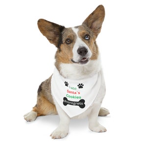 Ik at SANTA&#39;S Cookies Geen spijt HOND BANDANA Halsband, Hond Kerstcadeau, Hond Kerst Bandana, Hondensjaal, Grappige Bandana, Hondenkleding geschenken