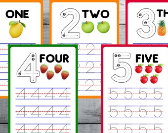 10 fogli di lavoro per tracciare i numeri, Fogli di lavoro prescolari stampabili, Tracciamento dei numeri stampabili da 0 a 10, Pratica di scrittura per bambini, Apprendimento dei numeri,