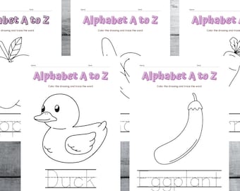 Printable Alphabet Coloring Pages, Alphabet Instant Digital Download, Preschool Alphabet Printable Activity, ABC Coloring Activity Pages