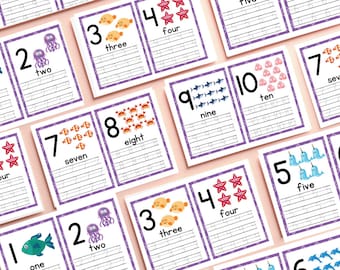Printable Number Tracing, Kids Tracing, handwriting practice book, Number tracing worksheets, traceable numbers, preschool worksheets, 1-10