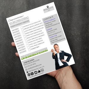 Under Contract Timeline, Real Estate Closing Timeline, Real Estate Closing Day Checklist, Contact Information Sheet, Real Estate Home Buyer