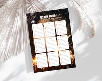 2025 New Years Resolution Planner, Goal Setting Worksheet New Year Printable Craft, New Years Review, New 2025 Resolution Checklist,New Year