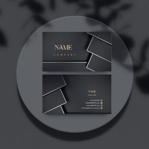 Black and Gold Elegant Business Card Template, INSTANT DOWNLOAD, Editable Business Cards, Minimalist Business Cards, Printable Business Card