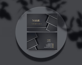 Black and Gold Elegant Business Card Template, INSTANT DOWNLOAD, Editable Business Cards, Minimalist Business Cards, Printable Business Card