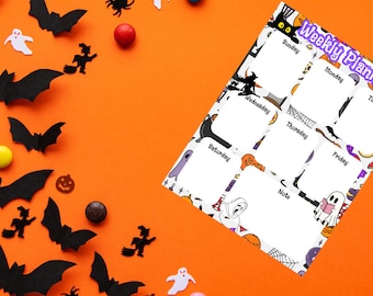 Halloween Wochenplaner druckbar, Herbst Planer, Wochenplaner To Do Liste, Halloween Planer Einsatz, Kinder Halloween Wochenplan