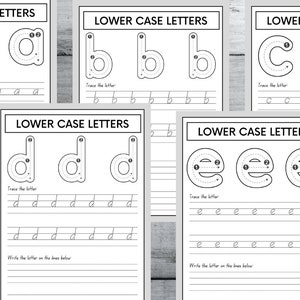 26 Printable Lowercase Alphabet Tracing Worksheets,Preschool-Kindergarten Handwriting Trace, ABC Practice, Kindergarten Handwriting Practice