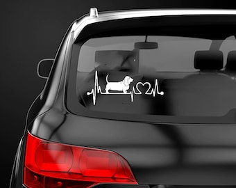 Basset Hound hjärtslag Basset Hound älskare dekal hund älskare etikett Basset älskare klistermärke K9 etikett bra hund dekal hund Basset älskare klistermärke