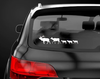 Älgfamilj Vinyldekal / Klistermärke / Etikett