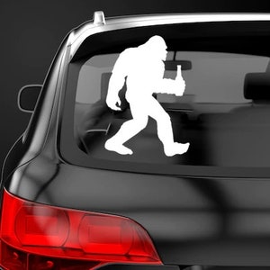 Bigfoot Holding Bottle Vinyl Sticker Decal Label Yeti Decal Sasquatch Sticker Outdoors Mountains decal Bigfoot Bumper Sticker Camping Label
