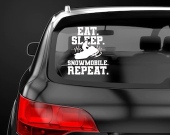 Pegatina de repetición de moto de nieve Eat Sleep, pegatina de moto de nieve, etiqueta de trineo, pegatina de trineo de nieve, etiqueta de montañas, pegatina de latidos del corazón, pegatina de trineo
