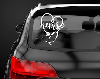 Sjuksköterska med stetoskop, hjärtklistermärke, sjuksköterskekärleksdekal, RN-etikett, legitimerad sjuksköterska, sjuksköterskeveckaklistermärke, akutsjuksköterskaetikett, sjuksköterskastudentpresentetikett