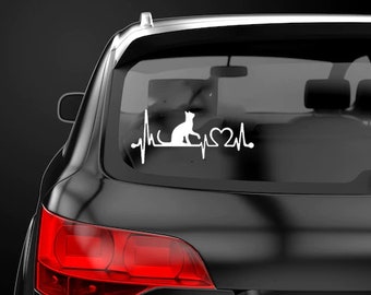 Katthjärtslag dekal klistermärke etikett kattälskare klistermärke hjärtetikett kattkärlek kattdekal stötfångare klistermärke kattpuls dekal