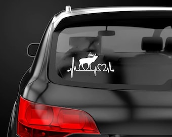 Älg hjärtslag klistermärke dekal etikett älgälskare klistermärke älgjägare etikett utomhus jakt dekal tjur älg klistermärke horn klistermärke troféälg