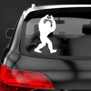 Bigfoot Heart Fingers Decal Label Yeti Decal Sasquatch Sticker Outdoors Mountains decal Bigfoot Bumper Sticker Camping Label Bigfoot Car