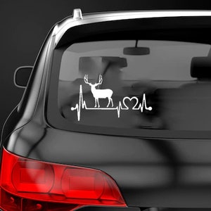 Deer Mule Heartbeat Sticker Decal Label Deer Lover Sticker Deer Hunter Label Outdoors Hunting Decal Mule Deer Sticker Antlers Sticker Trophy
