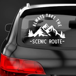 Immer Take The Szenische Route Sticker Aufkleber Label Camping RV Aufkleber Anhänger Label Camp Anhänger Aufkleber Berge Bäume Aufkleber Second Home