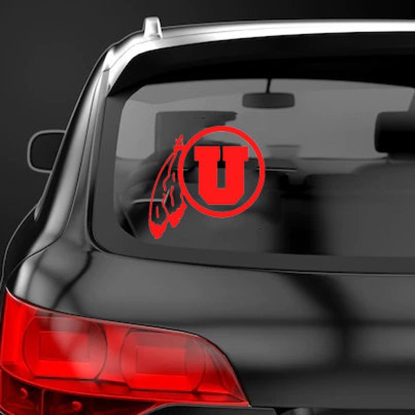 Utah Drum and Feather Sticker Decal Label Vinyl Football Label College Football Sticker Bumper Sticker Tailgate Rice Eccles Sticker Utah