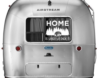 Home Is Where We Park It Sticker Decal Label Camping RV Sticker Trailer Label Camp Trailer Decal Mountains Trees Sticker Second Home Decal