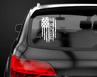 Sjuksköterska amerikansk flagga klistermärke RN Registrerad sjuksköterska etikett Sjuksköterskevecka dekal Akutsjuksköterska klistermärke Sjuksköterska student gåva etikett Militär sjuksköterska dekal