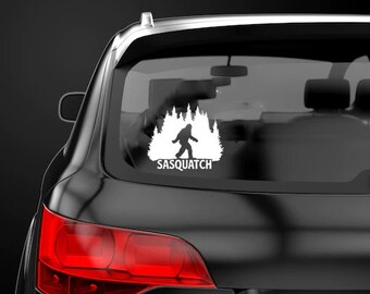 Sasquatch Forest-dekal, klistermärke, etikett, Yeti-dekal, Sasquatch-klistermärke, utomhusberg-dekal, Bigfoot-stötfångardekal, campingetikett, fisketikett