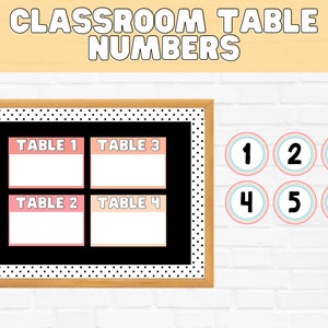 Pastel Rainbow Classroom Table Numbers