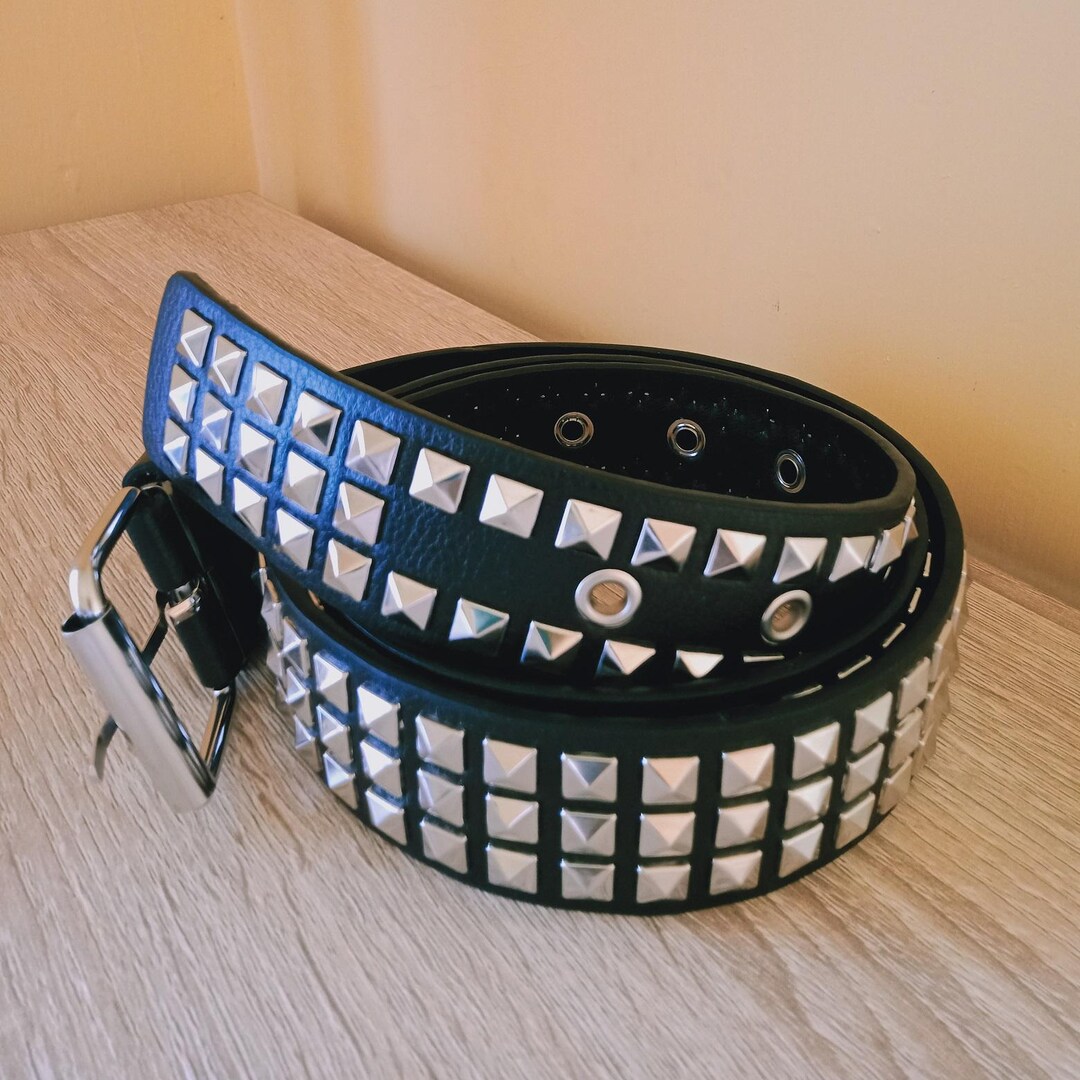 FUNK PLUS 2.5 Inch Wide Black Leather Belt – Rock, Goth, Punk Style With Sid Vicious Vibe
