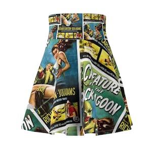 Creature From the Black Lagoon Movie Retro Vintage Skater Skirt by Tara Leigh