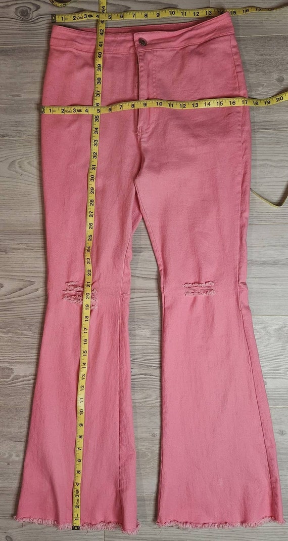 Vintage Pink Bell-bottom Jeans Flare Retro 70's S… - image 7