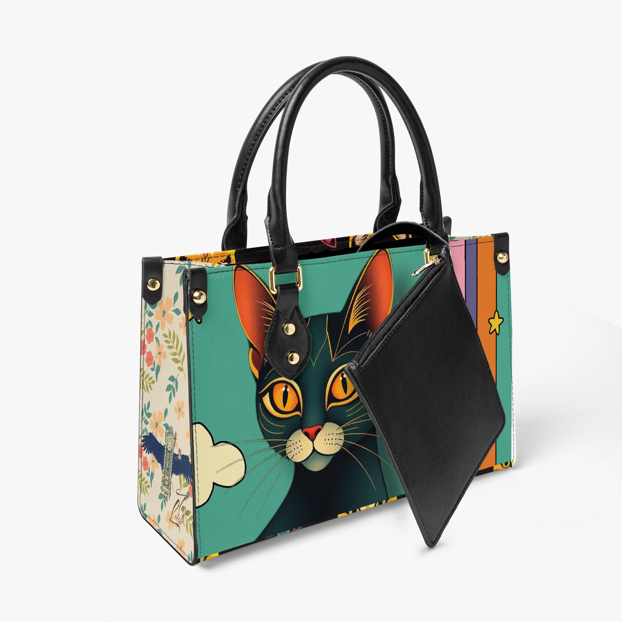 The LIMITED EDITION Retro Bold Pop Art Cat Purse Handbag With Stripes ...