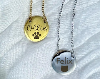 Collar personalizado con nombre de perro, collar de acero inoxidable con nombre de perro o gato, joyería conmemorativa para mascotas, regalo personalizado para mascotas, joyería con nombre de gato
