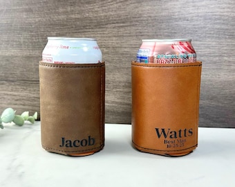 Groomsman Beer Can Holder Cooler Custom, Personalized Groomsman Gift Beer Holder, Custom Gifts For Men Beverage Can Cooler, Fathers Day Gift