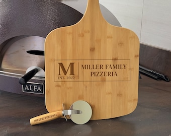 Personalized Pizza Peel and Pizza Cutter, Custom Pizza Stone, Engraved Pizza Server, Dad Personalized Pizza Board, Father's Day Gift Pizza