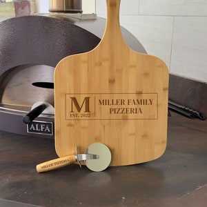 Personalized Pizza Peel and Pizza Cutter, Custom Pizza Stone, Engraved Pizza Server, Dad Personalized Pizza Board, Father&#39;s Day Gift Pizza